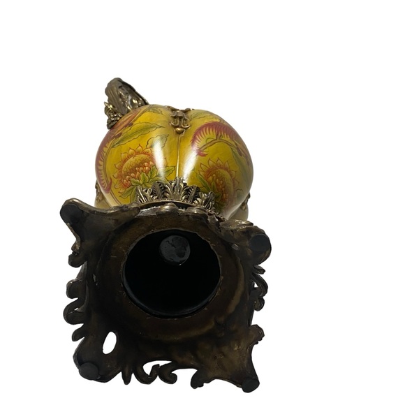 Antique Handpainted Porcelain Large Brass Footed Ewer - Picture 5 of 8